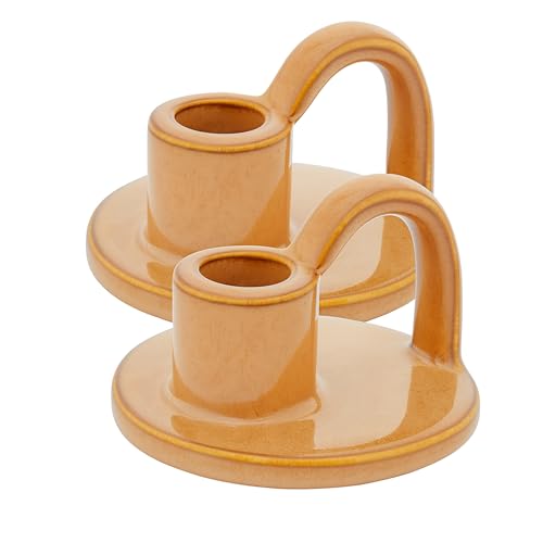 Ceramic Taper Candle Holders with Handle (Set of 2) –