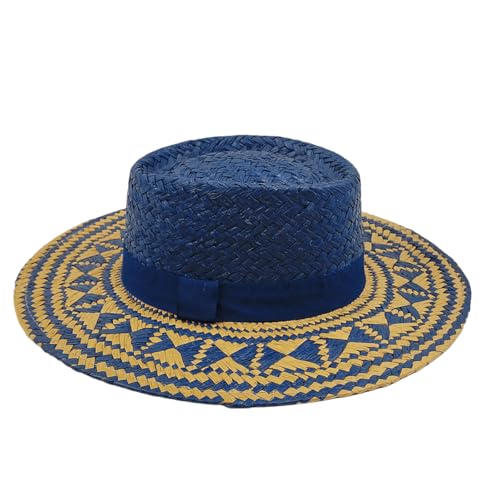 Wide Brim Straw Sun Hat Foe Men and Women Geometric Pattern Sun Caps Summer Beach Hat (US, Alpha, Medium, X-Large, ???)