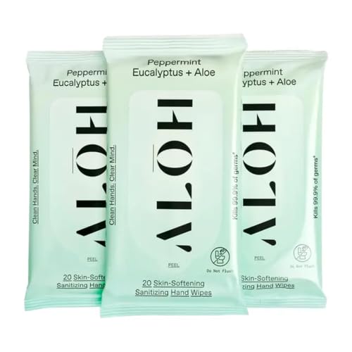 Image of ALŌH Peppermint Eucalyptus + Aloe Hand Sanitizer Wipes, Travel Size