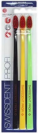 SWISSDENT Standard Toothbrush Black, Yellow, Light Green | Swiss Made