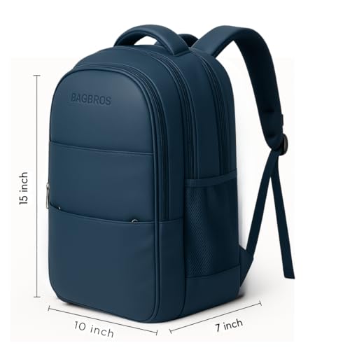 Image of Bagbros 30L Faux Leather Laptop Backpack for Men & Women - Premium Waterproof Anti-Theft Travel Bag with Multi-Pocket Organizer | Work, Gym, Office, College, School Use