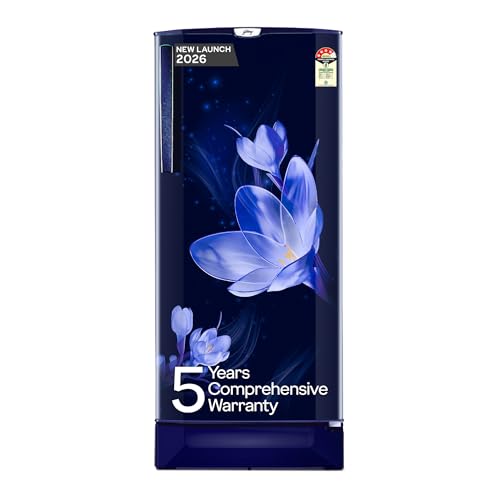 Image of Godrej 185 L 4 Star Single Door Refrigerator with Turbo Cooling Technology, Toughened Glass Shelves & 5 Years Warranty (RD 195DN TAI MY BL, Mystic Blue)