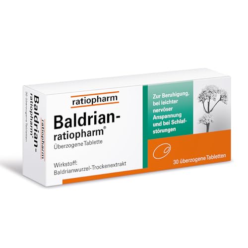 Baldrian-ratiopharm überzogene Tablette: Wirkt beruhigend bei leichter nervöser Anspannung und Schlafstörungen. Mit dem Trockenextrakt aus der Baldrianwurzel. 30 Tabletten