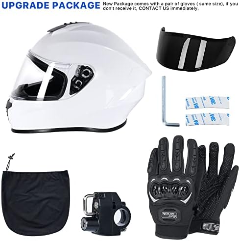 Miniatura 4 de Casco de motocicleta de cara completa con guantes de motocicleta para hombres y mujeres + 2 viseras modelo DOT y bloqueo de casco para BMX ATV MTB,