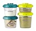 BEABA Clip Containers, Set of 6, 2 oz & 4 oz, Baby Food Storage Containers with Lid, Reusable Baby + Toddler Snack Containers, Freezer & Dishwasher Safe, Peacock