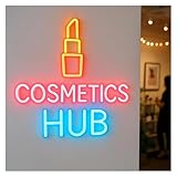 LEMST Hängende Kunst-Leuchtreklamen Cosmetics Hub Leuchtreklame – Lippenstift-Design, Wanddekoration Für Schönheitssalons, Make-up-Studios, Kosmetikgeschäfte, Dimmbares Licht,45cm