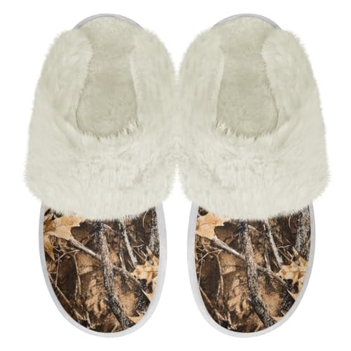 Women's Plush Fuzzy Slip on Indoor Outdoor Winter House Slippers Comfy Warm Fluffy Shoes Size 5-14