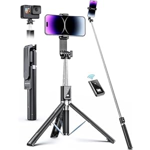 Selfie Stick Phone Tripod with Remote, 50 inch Portable 5 in 1 Selfie Stick Phone Tripod, Wireless Selfie Stick Tripod for Cell Phone Compatible with iPhone 15/14/13 Pro Max Gopro Android