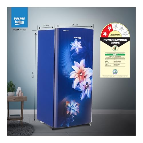 Image of Voltas Beko, A Tata Product 183 L, 2-Star Single Door Direct Cool Refrigerator with Fresh Box Technology (RDC215C / 2S0WBR0M0000GO, Stella Blue)
