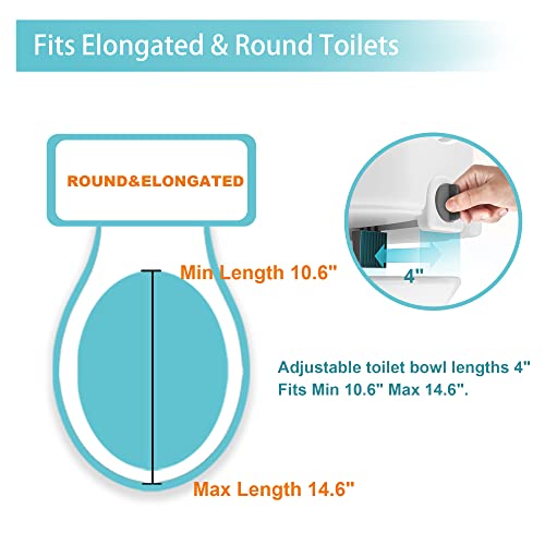 Raised Toilet Seat, Elevated Toilet Seat Riser With Handles Height Adjustable Legs For Elongated Standard Toilets 300 Lbs Heavy Duty Bathroom Assist Safety Commode Frame White #TOP3