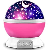 MOKOQI Star Projector, Night Light Lamp Fun Gifts for 1-4-6-14 Year Old Girls and Boys Rotating Star Sky Moon Light Projector for Kids Bedroom Decor -Pink
