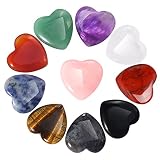 10PCS Heart Shape Crystals Healing Stones Heart Love Set Bulk Natural Amethyst Rose Quartz Carnelian