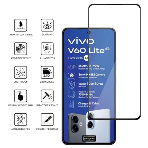 Image of amazon basics Tempered Glass Screen Protector Compatible with Vivo V60 Lite 5G Transparent Protective Film [Clear HD] - Pack of 2