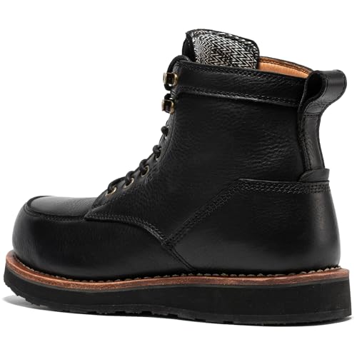 ROCKROOSTER Edgewood Moc Toe Work Boots for Men, 6" Steel Toe Wedge Non-Slip Rubber Outsole Safety Boot, Brown Leather Roofer Asphalt Boots, Comfort, Anti-Fatigue, ASTM F2413-18 EH, SAP6103