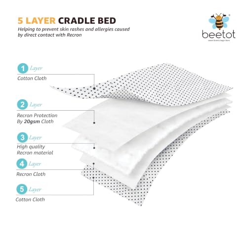 Image of Premium Swing Cradle Set | Hanging Swing Cradle, Removable 5-Layer Padded Bed & Mosquito Net | Up to 15 kg | Light Navy Dot