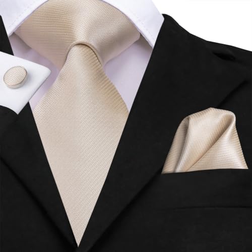 Image of Hi-Tie Men Ties Sets Silk Stripe Paisley Necktie Pocket Square Cufflinks for Business Wedding