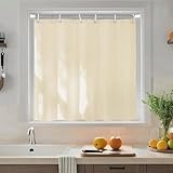 AooHome シャワーカーテン 小窓 目隠し 防水 短め 防カビ ユニットバス 浴室窓 お風呂窓 80cm丈 カフェカーテン 間仕切り 無地 リング付き 洗濯可 取付簡単 ベージュ