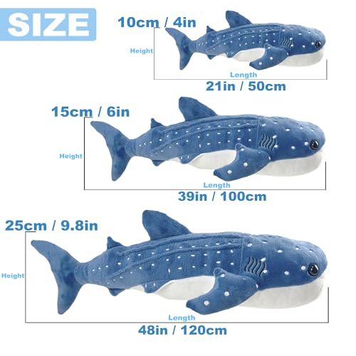 Image of Mukouxun 18.5 inch Whale Shark Stuffed Animal Whale Shark Plush Whale Shark Kids Plush Toy Pillows Stuffed Blue Whale Doll