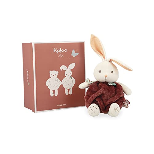 KALOO - Plume - Bulle d'amour Lapin Cannelle - Peluche Lapin Ultra-Douce 23 cm - Petit Doudou Bébé - Développe Le Toucher - Jolie Boîte Cadeau Personnalisable - Dès la Naissance, K214002, Rouille,