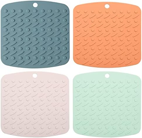 Silicone Trivet Mat, Non-Slip Silicone Table Mat Heat Resistant Mat for Spoon Holder, Oven Mitts, Placemats, Pot Holders, etc (4 Pack)