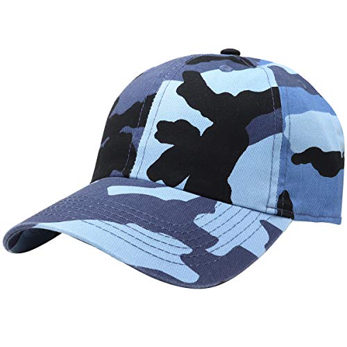 Falari Classic Baseball Cap Dad Hat 100% Cotton Soft Adjustable Size Bluesky Camouflage #TOP28