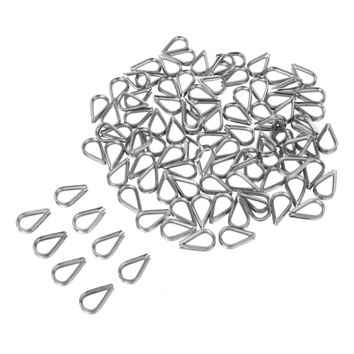 SHINEOFI 100pcs Stainless Steel Wire Rope Cable Thimbles for Wire Rope Corrosion-Resistant Rigging Protection for Outdoor Industrial Use Easy Installation and Design