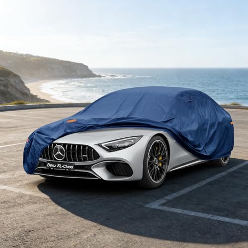 Image of Kaugung Custom Fit Car Cover for Mercedes Benz SL-Class SL500,SL550,SL63,SL450, Heavy Duty Waterproof All Weather Outdoor Protection, Breathable Full Exterior Cover with Vent, Rain Sun Snow UV Proof