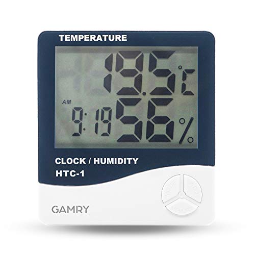 温湿度計デジタル LCD大画面 高精度 温度計 湿度計 ℃/℉切替 最高最低温湿度表示 メモリー機能 室内温度計湿度計 時計 目覚まし時計付き 2way置き掛け両用タイプ コンパクト 小型 操作簡単 スマート家電 健康管理 熱中症 乾燥対策 日本語説明書付 (ブラック)