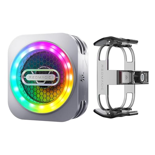 Image of Cubonic Red Magic Nubia 6 Pro Magnetic Cell Phone Cooler with Mobile Holding Clip, RGB App Controlled 30W Portable Lightweight, Radiator for Phone /Tablet (Silver) (RedMagic Cooler 6 Pro with Clip)