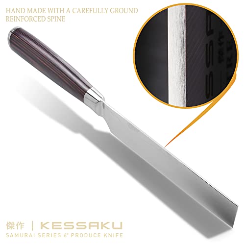 Kessaku Produce Vegetable Fruit Knife - 6 Inch - Samurai Series - Razor Sharp Kitchen Knife - Forged 7Cr17Mov High Carbon Stainless Steel - Wood Handle With Blade Guard #TOP2