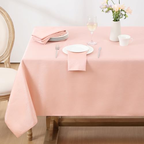 Softalker Mantel mesa Rectangular Antimanchas 140x100 cm Rosa de Jacquard a Rayas Mantel Exterior Impermeabl Manteles Pequeños Protector Modernas Mesas Comedor Decoracion para Otoño Navidad Cumpleaños