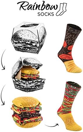 Rainbow Socks - Kobiety Mężczyźni Śmieszne Skarpetki Hamburger Prezent - 2 Pary