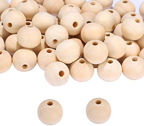 Natürliche Runde Holzperlen, 20 Mm, 8er-Pack; Verarbeitete, Große Mittige Löcher