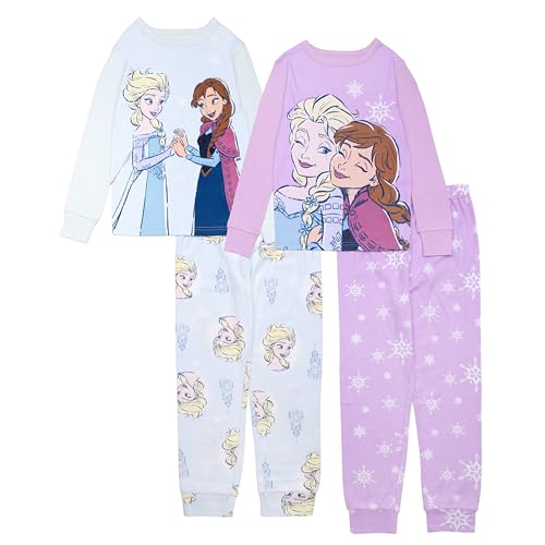 La mejor selección de Pijamas de una pieza para Niña los más solicitados. 43 Disney - Conjunto de Pijama de algodón de 4 Piezas para niñas, Suave y Lindo para niños, Hermanas congeladas, 2 Años