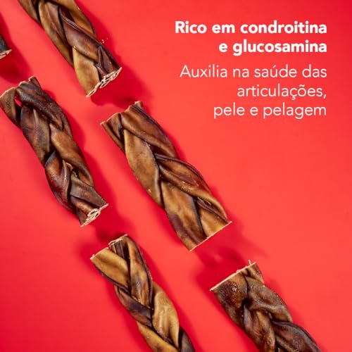 Mordedor Natural Colágeno Bovino Trançado Colagelícia Natty Chews Para Cães - Auxilia na Saúde das A