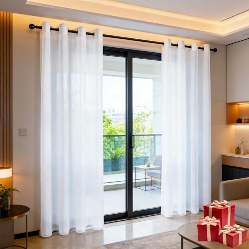 Cortinas de salon modernas para balcon y dormitorio visillo blanco 50x70 2