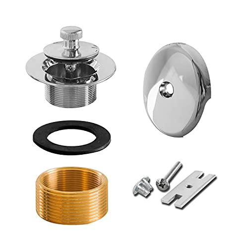 SENTO - Kit de tapón de montaje de drenaje de bañera cromado para elevación y giro, se adapta a coladores y tapones de 1-1/2 pulgadas o 1-5/8 pulgadas, metal resistente con tornillos a juego, fácil