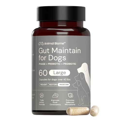 Image of Animal Biome Large Dog Pre and Probiotics, S Boulardii, Gut Maintain, 60 Ct | Triple-Action Dog Probiotics, Prebiotics & Phage S Boulardii Pet Supplements for Gut Health, Diarrhea Support, Food Topper
