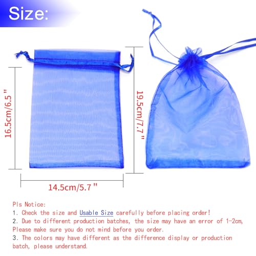 Image of Dealglad 50pcs Drawstring Organza Jewelry Candy Pouch Christmas Wedding Party Favor Gift Bags (6x8 inch, Royal Blue)