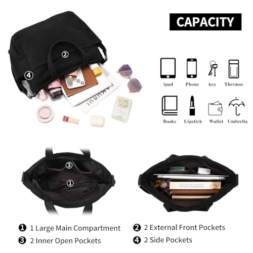 Bolso tipo tote de pana para mujer con bolsillos con cierre miniatura 3