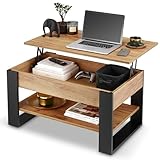 defiPad Table Basse Relevable avec Rangement – Table de Salon Moderne Industriel – Coffee ...