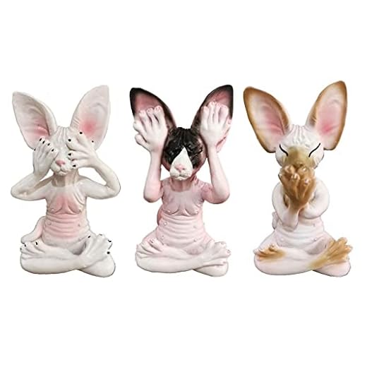 JARPSIRY Ensemble de 3 Statues de Chat Sage Sphynx Voir Entendre Parler sans Mal Zen méditer Yoga Chats Figurine Bouddha Chats Sculptures 3,3" de Haut étagère sitters