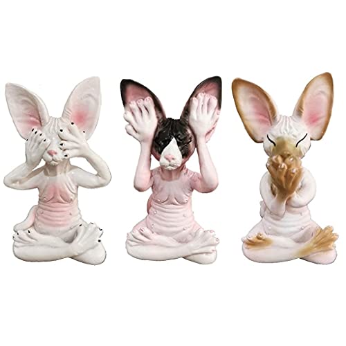 Set de 3 estatuas Gato Sabio Escribe Oye Ve No Mal
