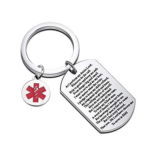 Gzrlyf EMS Prayer Keychain Inspirational Ems Gifts First Responder Gifts EMS Appreciation Gifts (Keychain)