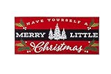 Evergreen Christmas Sassafras Door Mats, Sassafras Doormats for Front Door Outdoor Entrance, Indoor Welcome Mats for Entryway (Merry Little Christmas, 22'x10')