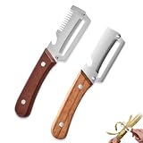 2 Pezzi Pelapatate Multifunzione con Manico in Legno - Pelaverdure in Acciaio Inox con Apr...