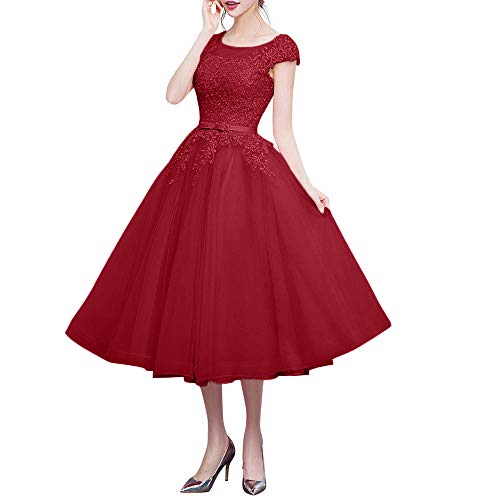 La_Marie Braut Dunkel Rot Romantisch Spitze Abendkleider Abiballkleider Abschlussballkleider Cocktailkleider -44 Dunkel Rot Cover