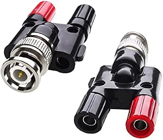 Cleqee 2PCS BNC Male Plug to Dual 4mm Banana Jack Socket Binding Post Connector Audio Adapter