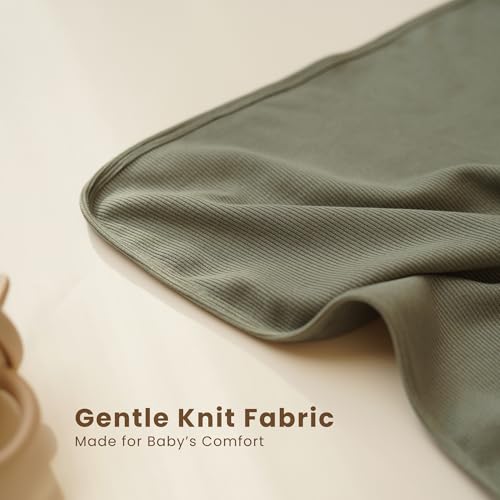 Image of Konssy Ribbed Knit Baby Blankets 2 Pack, Stretchy Lightweight Swaddle Blanket for Boys & Girls, Soft Cozy Receiving Wrap for Newborns, Infants, & Toddlers, 33x42 Inch