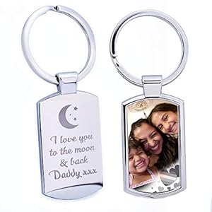 Eliphs Personalised Photo Printed Text Artwork Engraved Keepsakes Keyring Custom Made Premium Gift for Dad Mum Grand…
